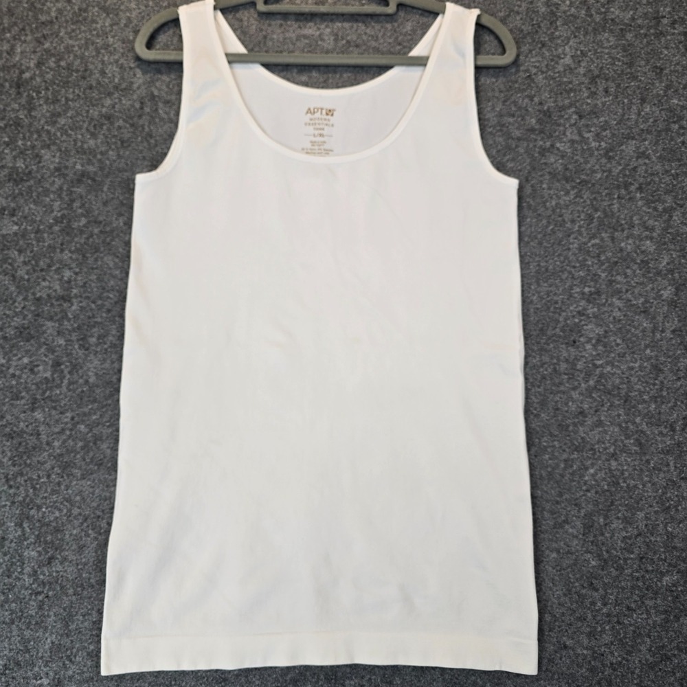 APT.9 Modern Essentials Tank Top Womens L/XL White Nylon Stretch Scoop Neck